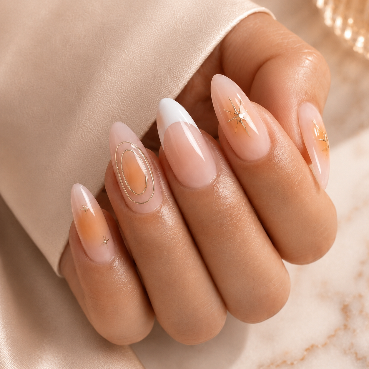 Peach Art Press-On Nails