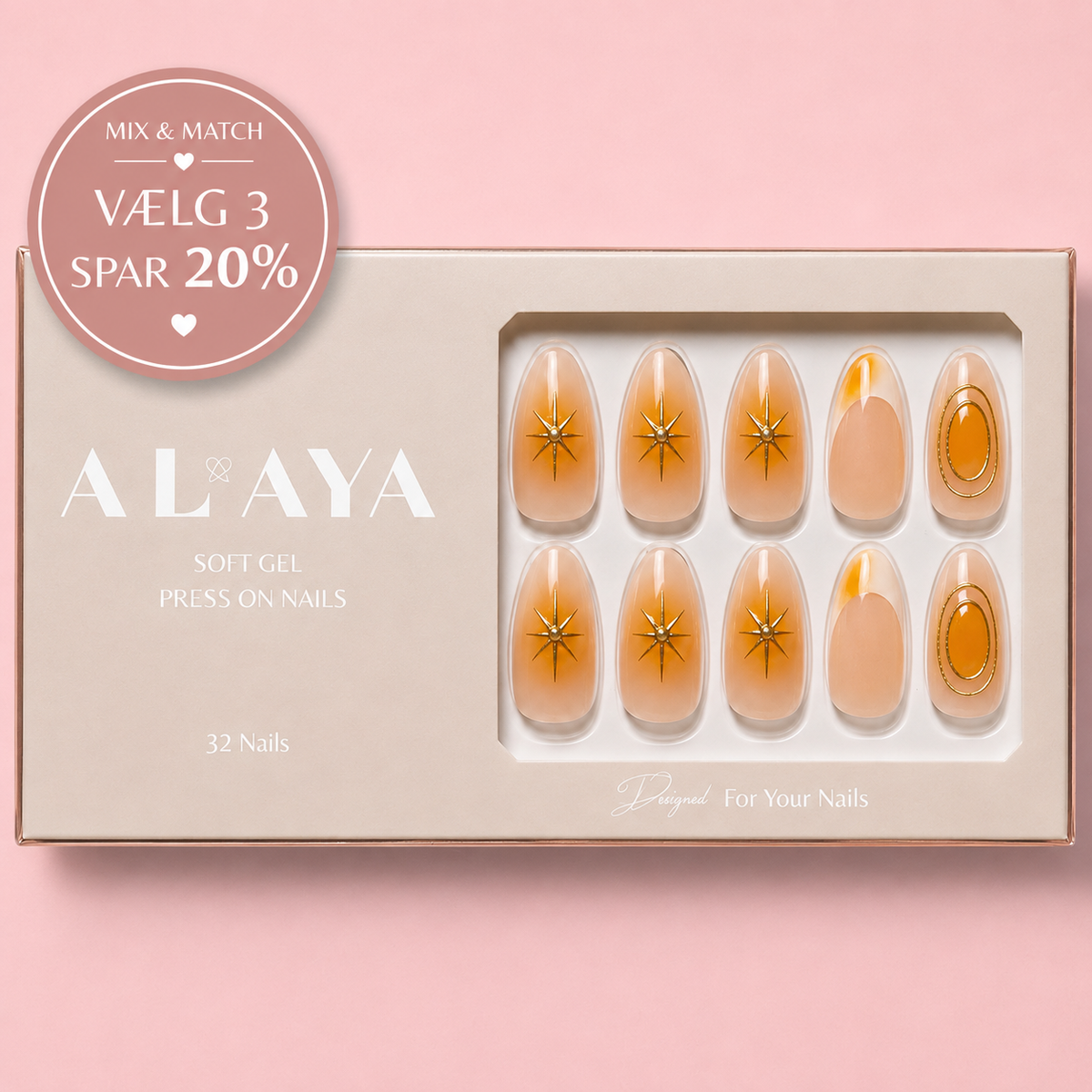 Peach Art Press On Nails