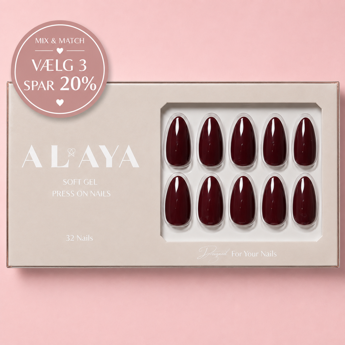 Wine Red Press On Nails