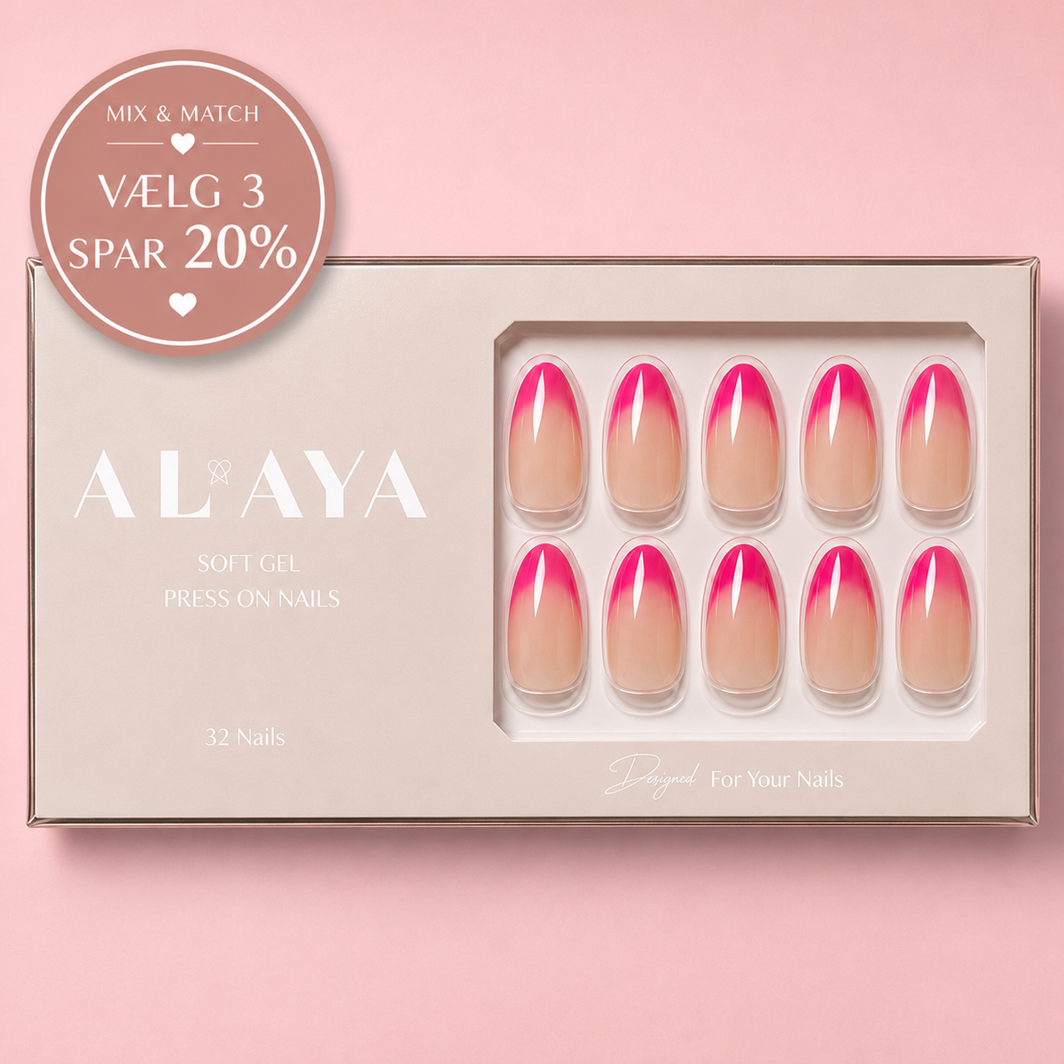 Pink French Press On Nails
