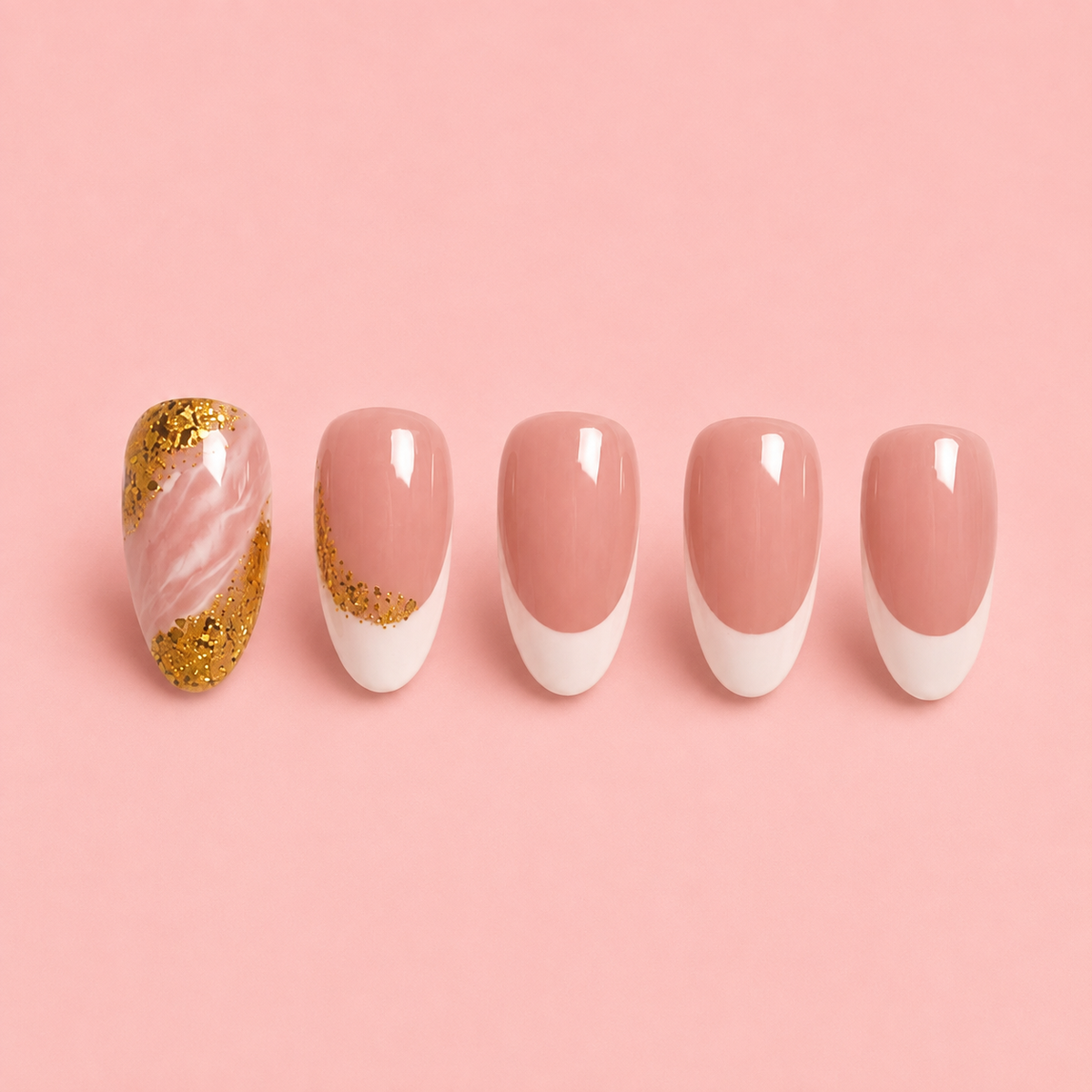 Gold Art Press On Nails